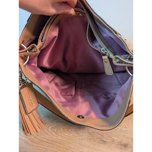 Coach Cream Park Python Embossed Leather Hobo F24383 Animal Print Shoulder Bag - Picture 10 of 11